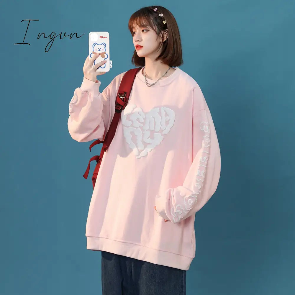 Ingvn - Women Letter Designer Love Y2k Hoodies Female Harajuku Korean Fashion Sweatshirts Girl Vintage Streetwear Hoodie