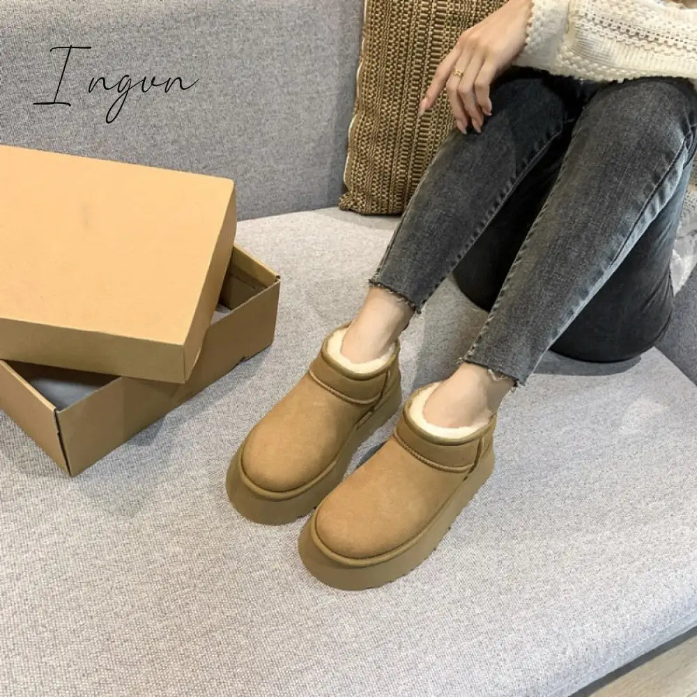 Ingvn - 2023 Sheepskin Wool Comprehensive Anti-skid Snow Boots Women's Mini Short Boots Warm Winter Thickened Women's Shoes Botas Mujer