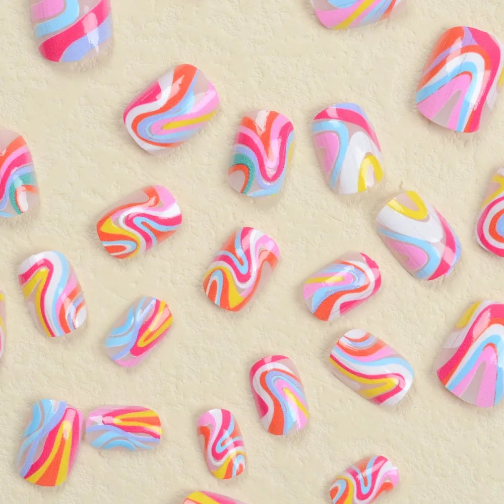 Wearable Manicure French Fake Nails Waterproof Round Head Full Cover Nail Tips Press on Nails Girl