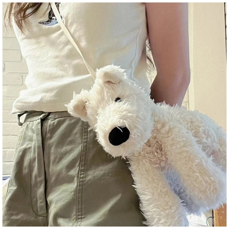 INGVN  Japanese Kawaii Cute Dog Doll Handbags Fashion Sweet Women Trendy Crossbody Bag Girls Casual Y2k Fluffy Shoulder Bags for Gitfs
