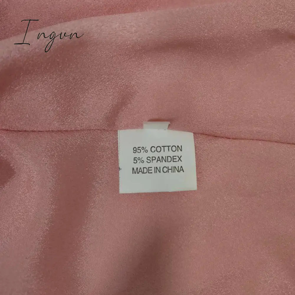 Ingvn - Deep V-Neck Women Mesh Dress Party Summer Long Puff Sleeve Pink Zipper A-Line Thin Waist Translucent Young Girls Clothes