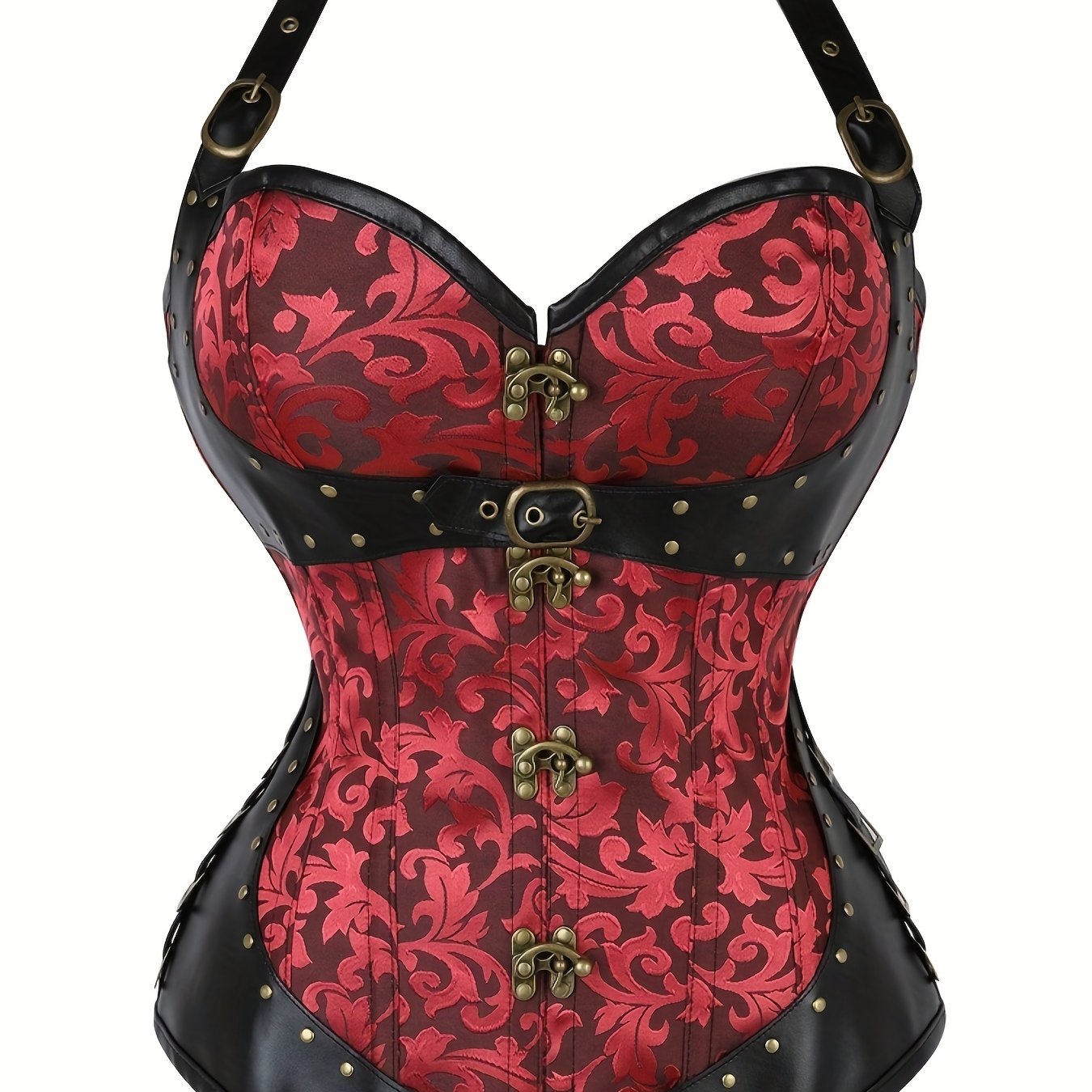 Romantic Jacquard Halter Strapless Corset Body Shaper - Firm Tummy Control, Lace-Up Detail, Push-Up Effect - Womens Lingerie for a Seductive, Sleek Silhouette