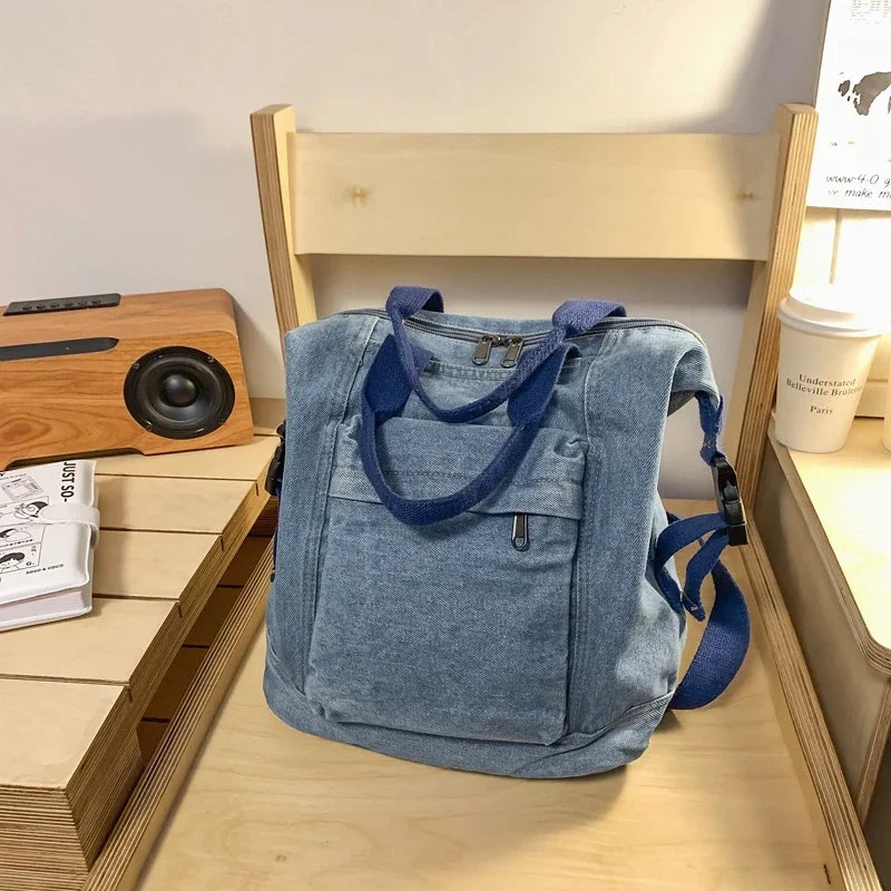 Ingvn  Denim Zipper Ladies Backpacks Large Capacity Bags for Women Casual Versatile Free Shipping Mochilas Para Mujer