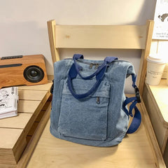 Ingvn  Denim Zipper Ladies Backpacks Large Capacity Bags for Women Casual Versatile Free Shipping Mochilas Para Mujer