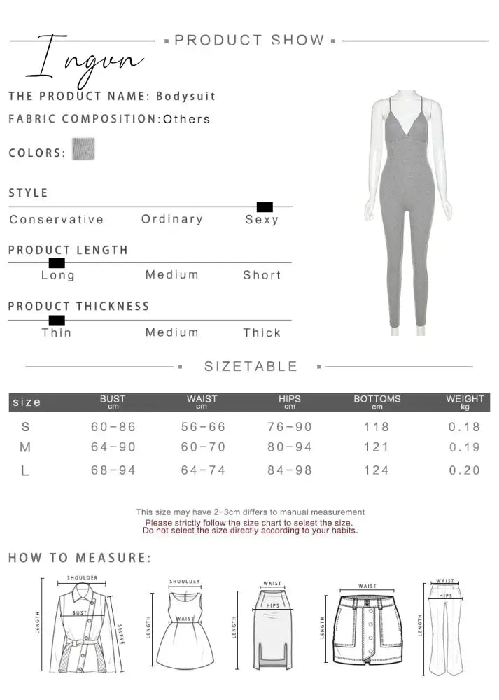 Ingvn - v-neck skinny sexy jumpsuit women summer hollow out partywear halter sleeveless streetwear outfit fitness backless