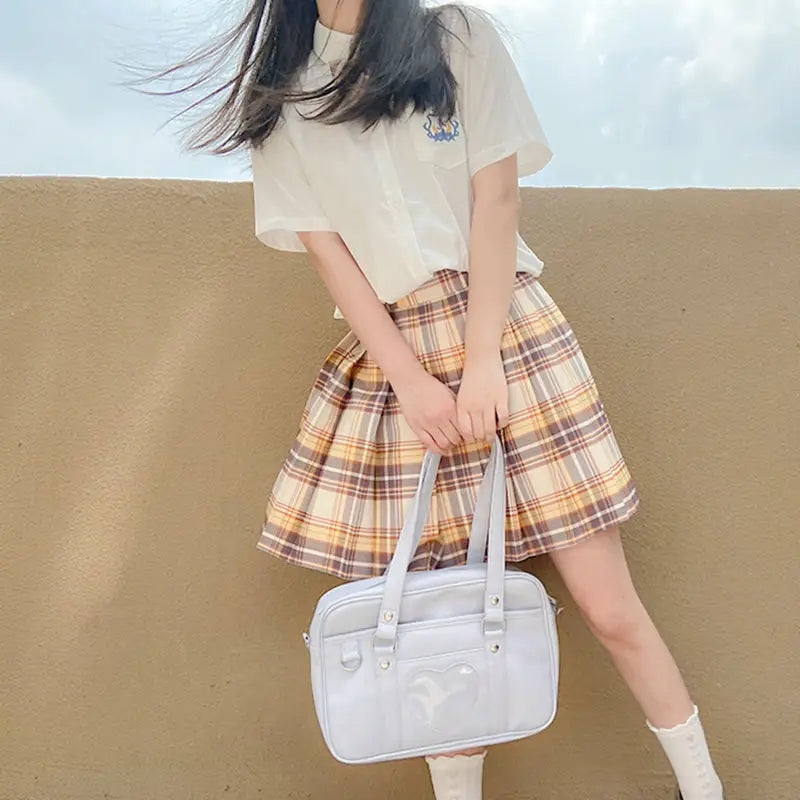 INGVN  Japanese Heart Patchwork Women Handbags High-capacity Streetwear Simple Messenger Bag All Match Fashion Shoulder Bags Y2k Preppy
