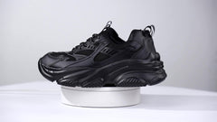 Womens Solid Color Lace-up Chunky Sneakers - Fashionable Height Boost - Comfortable Memory Foam Running Shoes for Everyday Wear