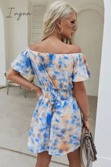 Ingvn - Off-Shoulder Short Flutter Sleeve Mini Dress