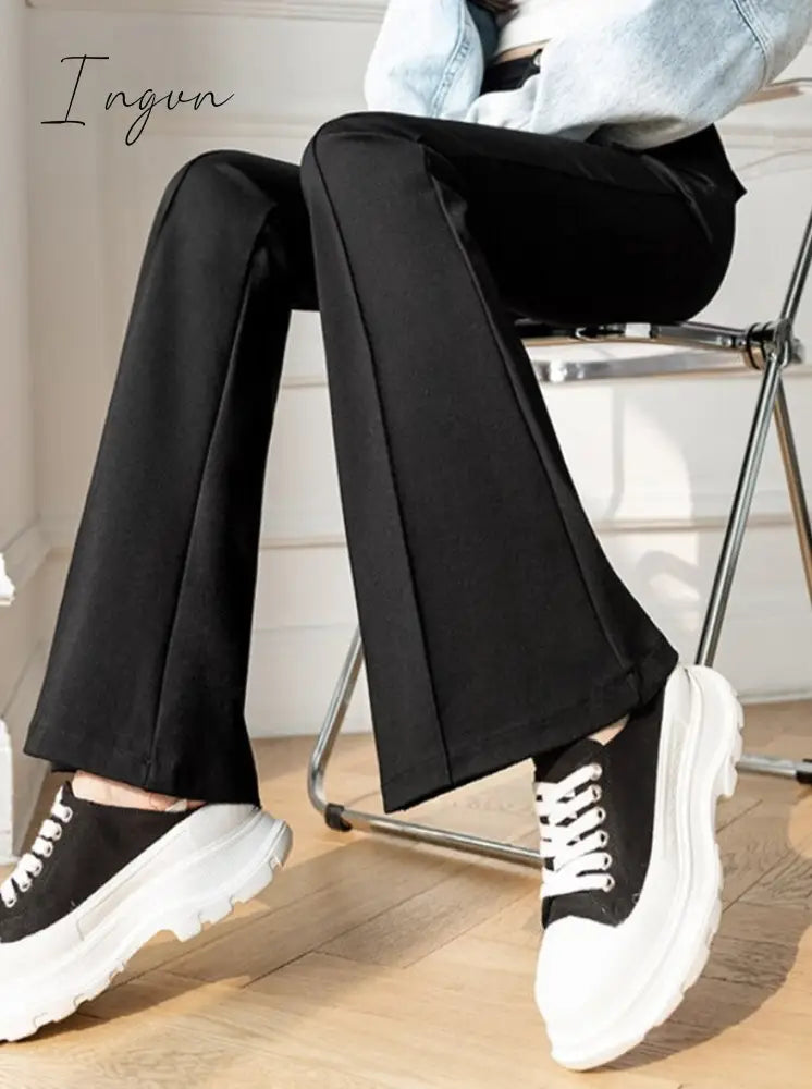 Ingvn - Korean Fashion Office Lady Suit Pants for Women Spring Skinny Flare Pants Black High Waist Wide Leg Trousers Female S-XL