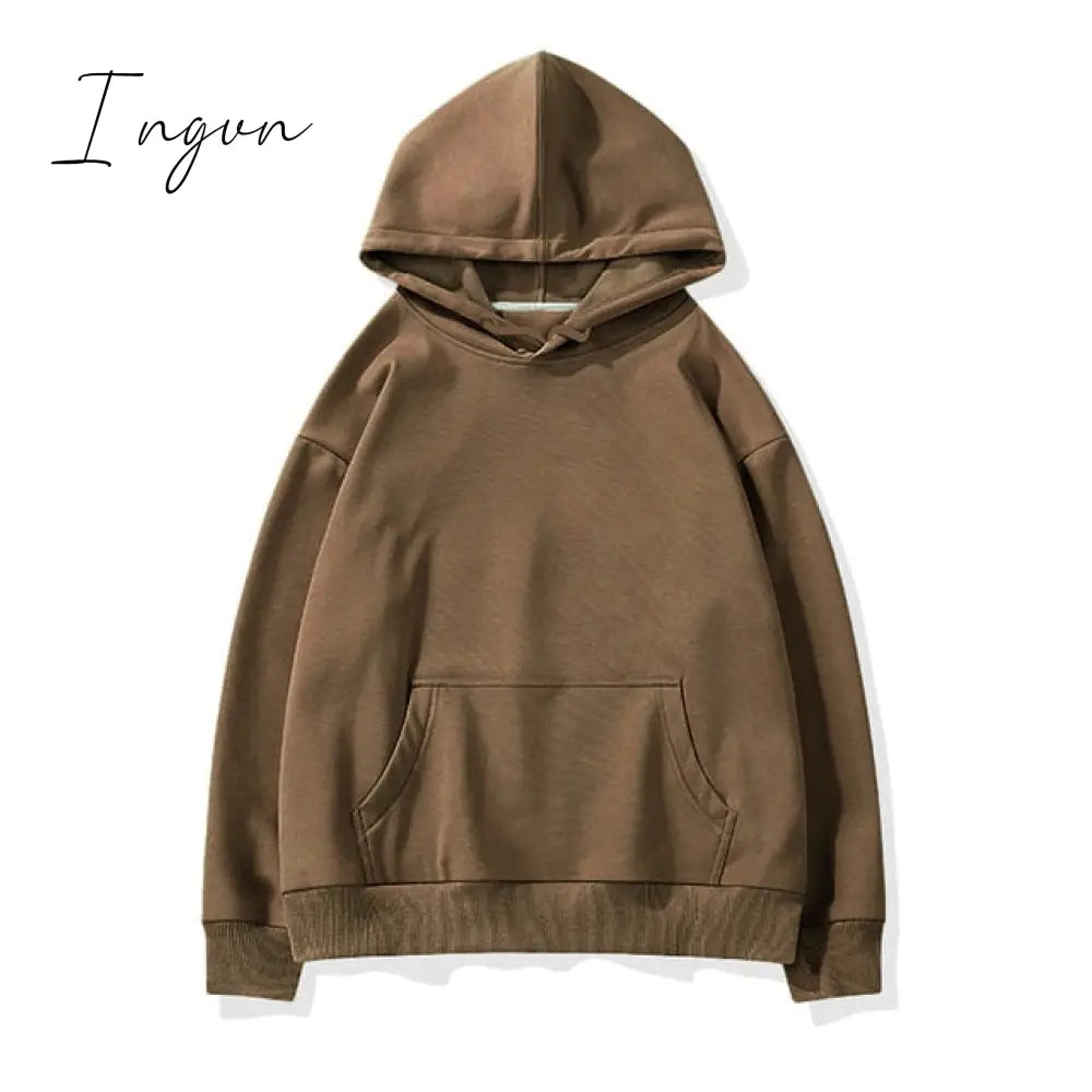 Ingvn - Women Unisex Couple Fleece 100% Cotton Suits 2 Pieces Sets Casual Tracksuit Hoodies Sweatshirt Pants Plus Size