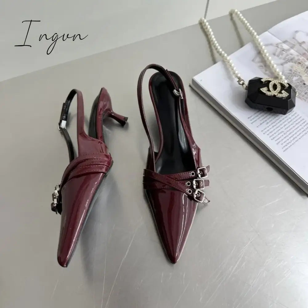 Formal High Heeled Sandals for Woman Concise Office Lady Slingbacks Stilettos Sexy Pointed Toes Summer Chic Ladies Mules Shoes