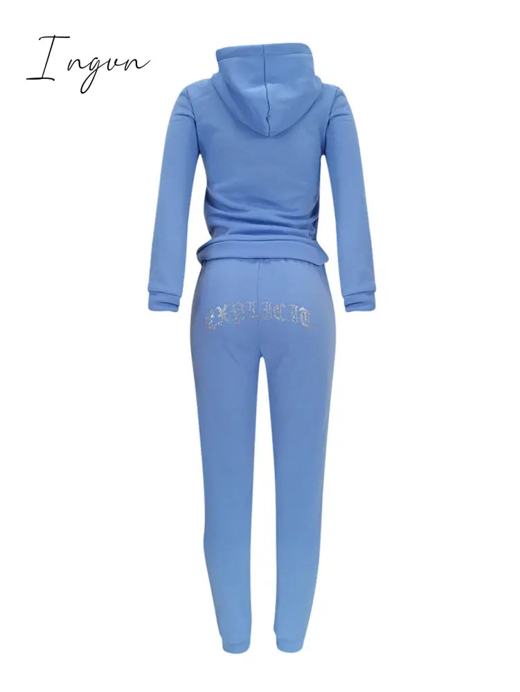 Ingvn - Tracksuit 2 Piece Women Set Oversize Hoodies Sweatshirt Loose Sweatpants Joggers Sport Suit Women Outfits Sweatsuit