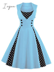 Ingvn - S-4XL Women Robe Retro  Vintage Dress 50s 60s Rockabilly Dot Swing Pin Up Summer Party Dresses Elegant Tunic Vestidos Casual