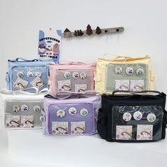 Ingvn  Candy Colour Cute Shoulder Bag Anime Expo Transparent Badge Display Messenger Bag Women Doll Itabag Crossbody Bag