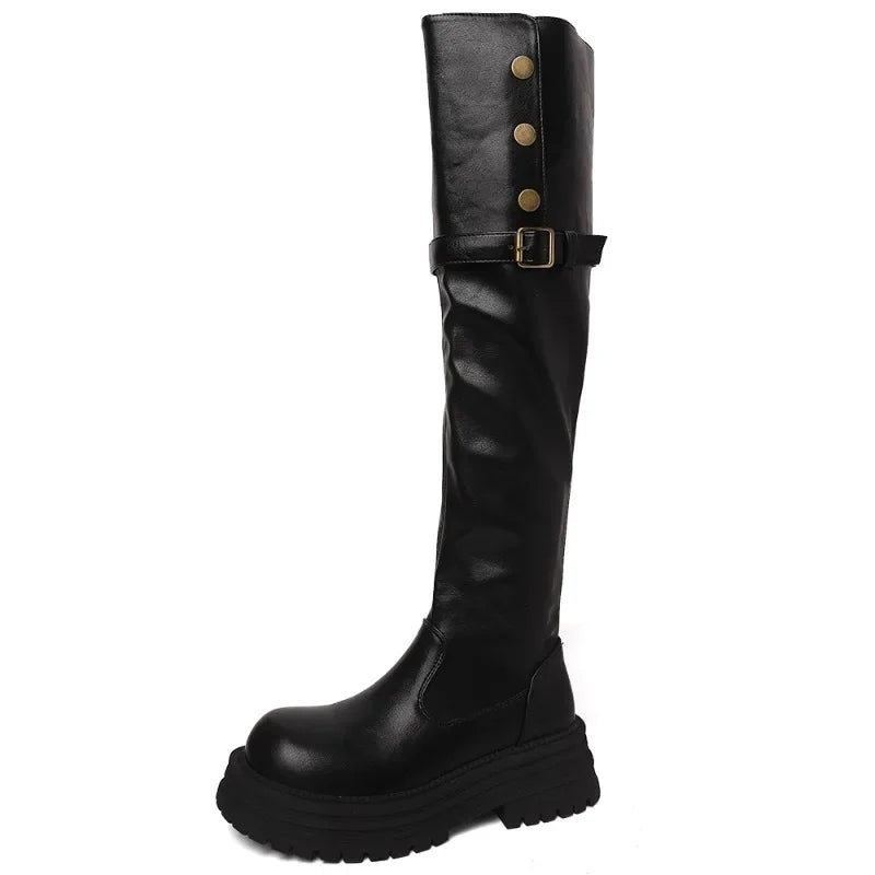 Ingvn  Winter Modern Women's Over The Knee Boots Fashion Slip On Long Bootties Designer High Heels Botas De Mujer