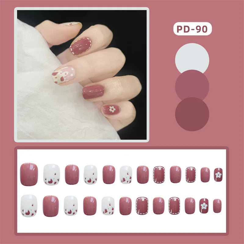 24pcs Lemon Short Wear Tips Nail False Patch Press on Nails Supplies for Professionals Artifical Fake Nails Faux Ongles Uñas