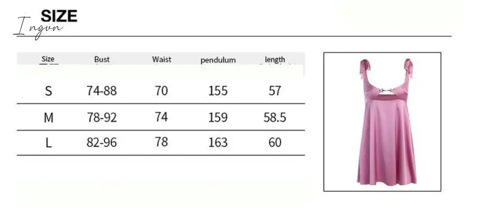 Ingvn - Women Clothing Sexy Temperament Commuter Solid Color Bandage One-neck Dress Spring and Summer New French Satin Mini Skirt