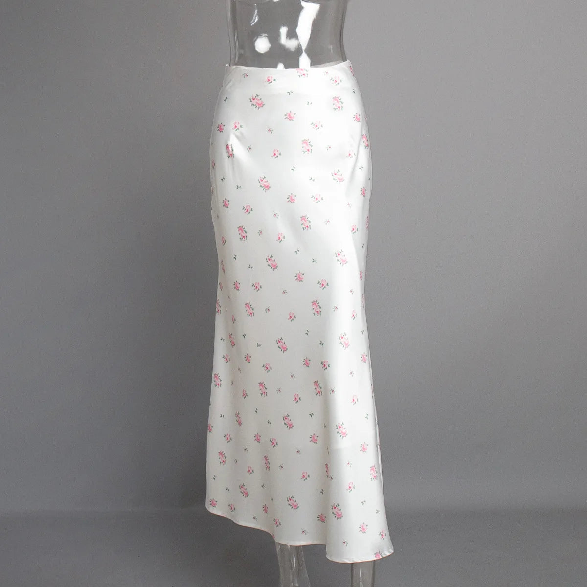 2025 Summer Floral Printed Pink Long Skirt For Women Casual High Waist Slim Elegant Party Maxi Skirt Female Stain Dress Clothes