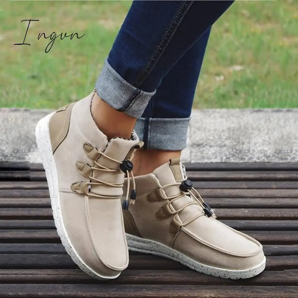 Ingvn - Casual Laced Front Ankle Boots