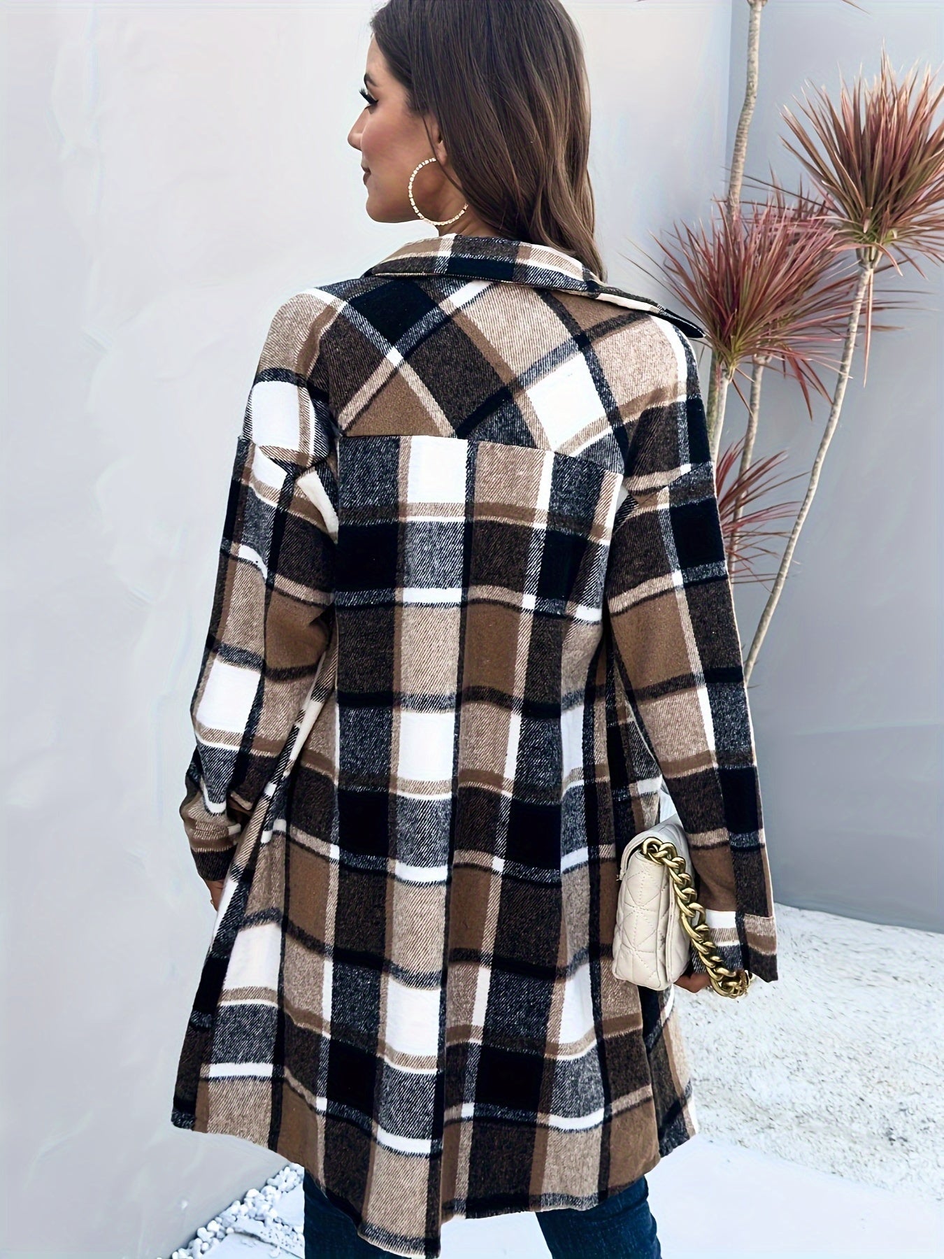 Stylish Long Plaid Cardigan Shirt Jacket Coat for Women - Retro Chic Outerwear for Cold Weather - Soft, Warm, and Cozy
