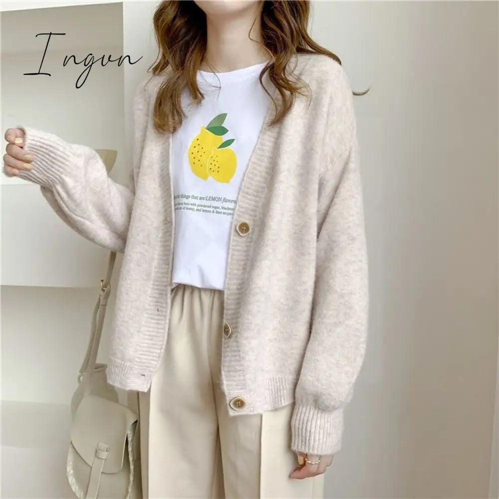 Ingvn - Women Cardigans Sweater Tops Cashmere Casual Sweater Jacket Chic Tops Woman's Sweater Cardigans jersey knit Jumpers
