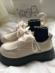 Ingvn  College Style Vintage Shoes Women Japanese Kawaii Bow Casual Mary Janes Shoes Female Lace-up Elegant Platform Shoes Summer
