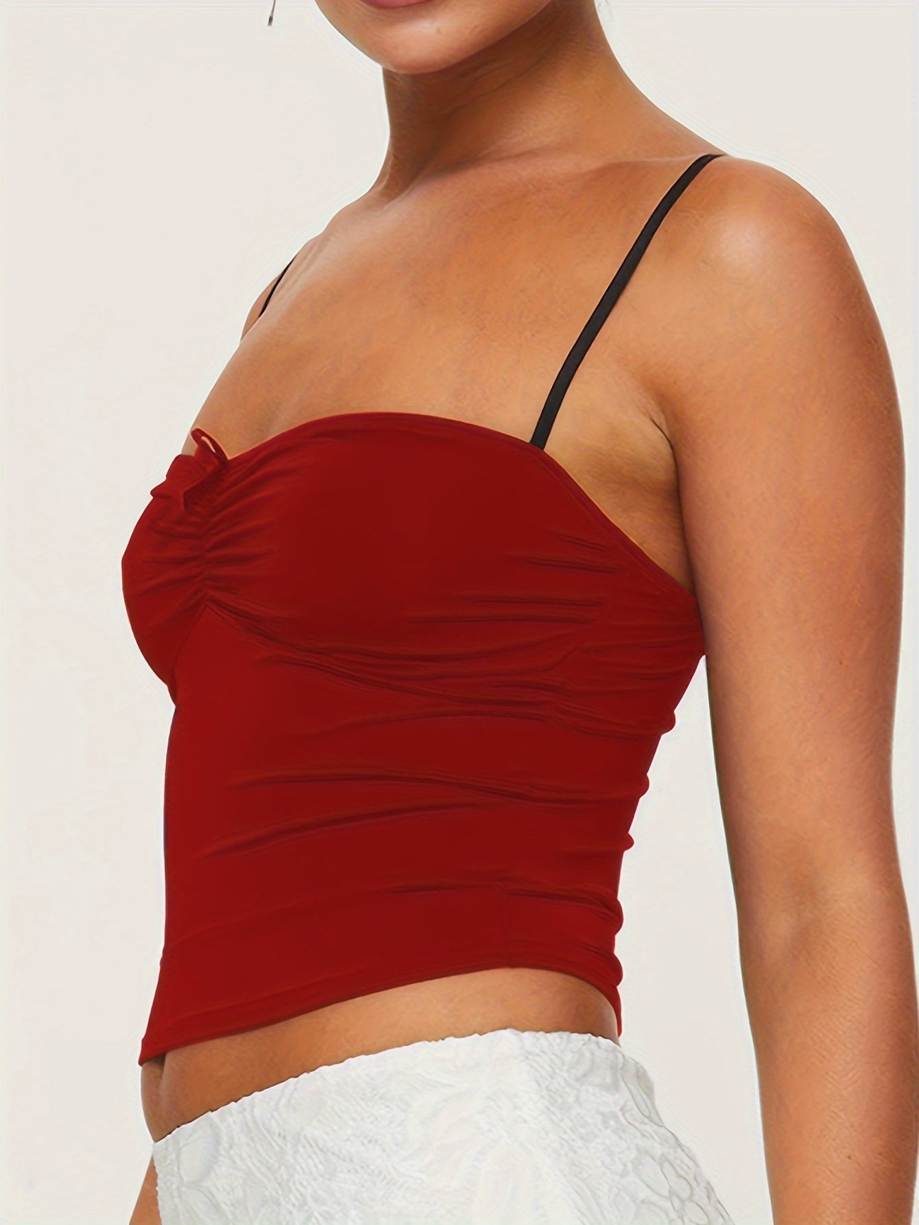 Stylish Bow-Tie Cami Top for Women - Soft Stretchy Polyester Blend, Machine Washable, Breathable, and Comfortable - Perfect for Spring, Summer, and Fall Seasons