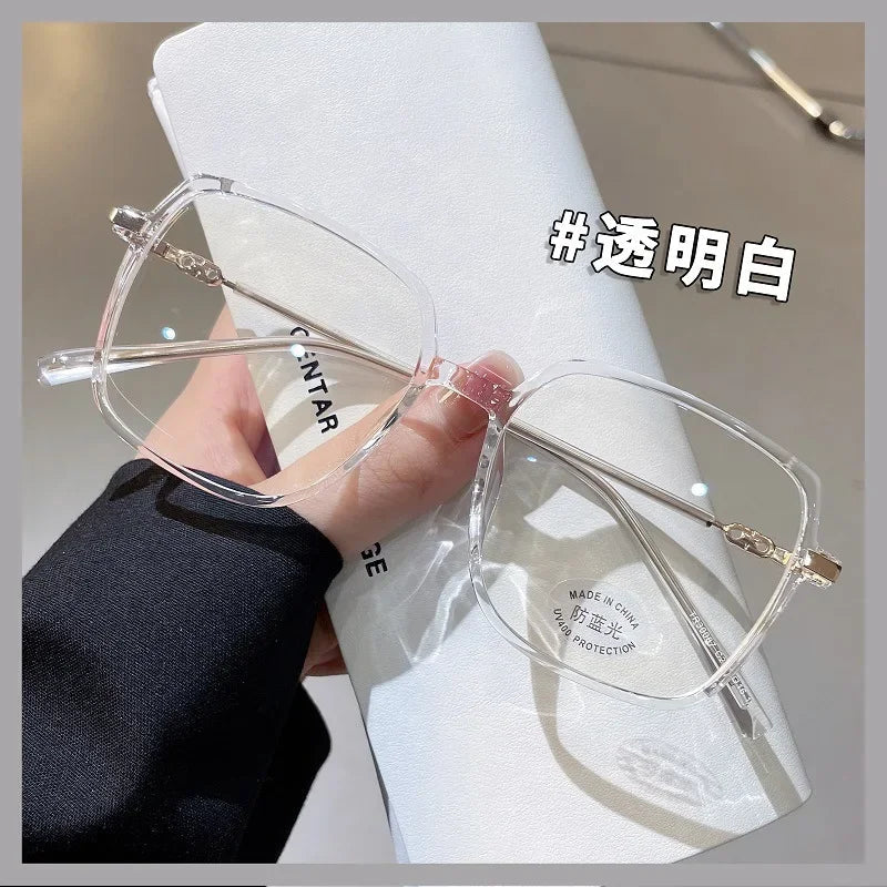 INGVN  Brown Square Glasses Frame Girl Ins No Makeup Plain Glasses Men Light Eyewear Cute Decorative Computer Glasses