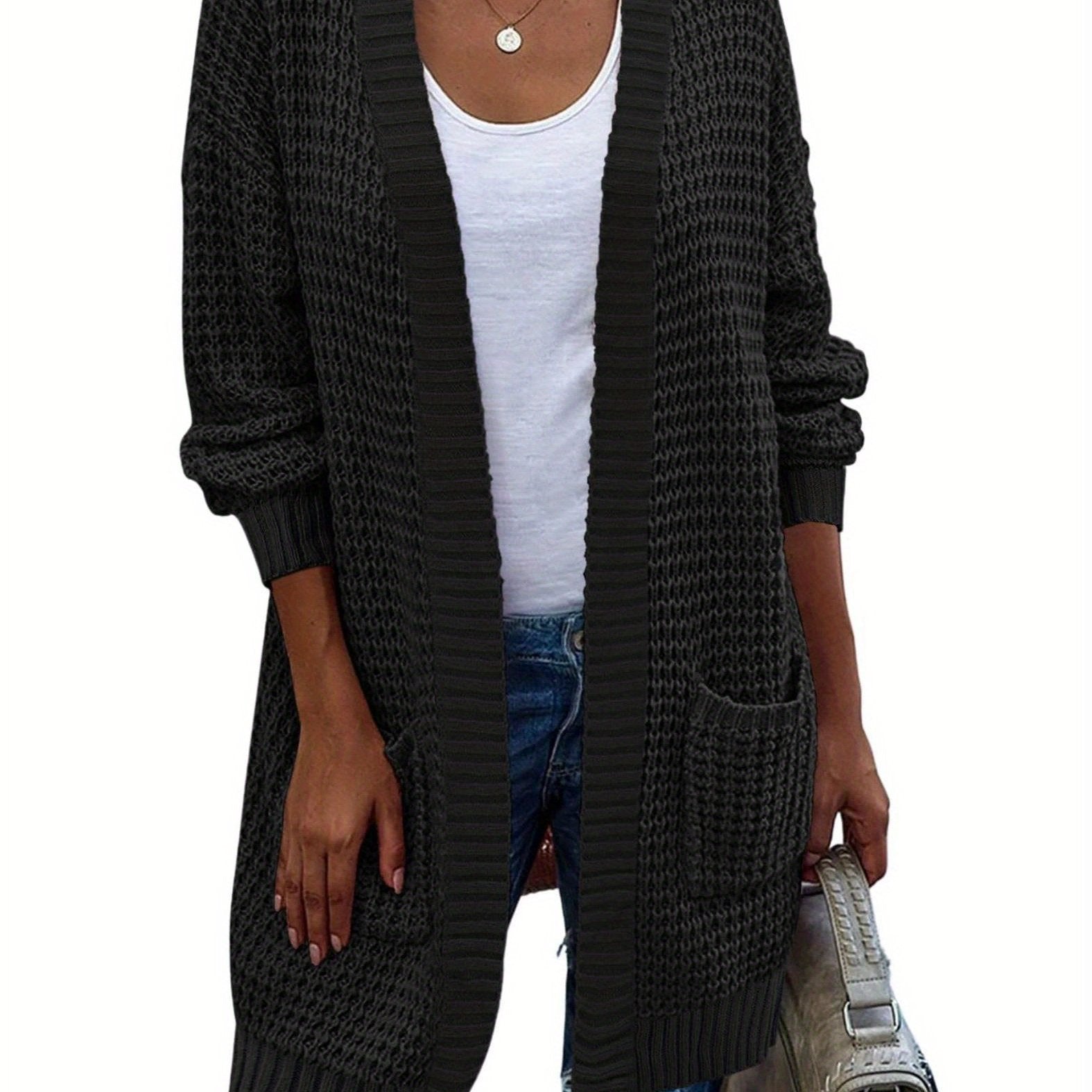 New Season Women's Oversized Lantern Sleeve Open Front Chunky Knit Fall Sweater Cardigan with Cozy Outwear Design