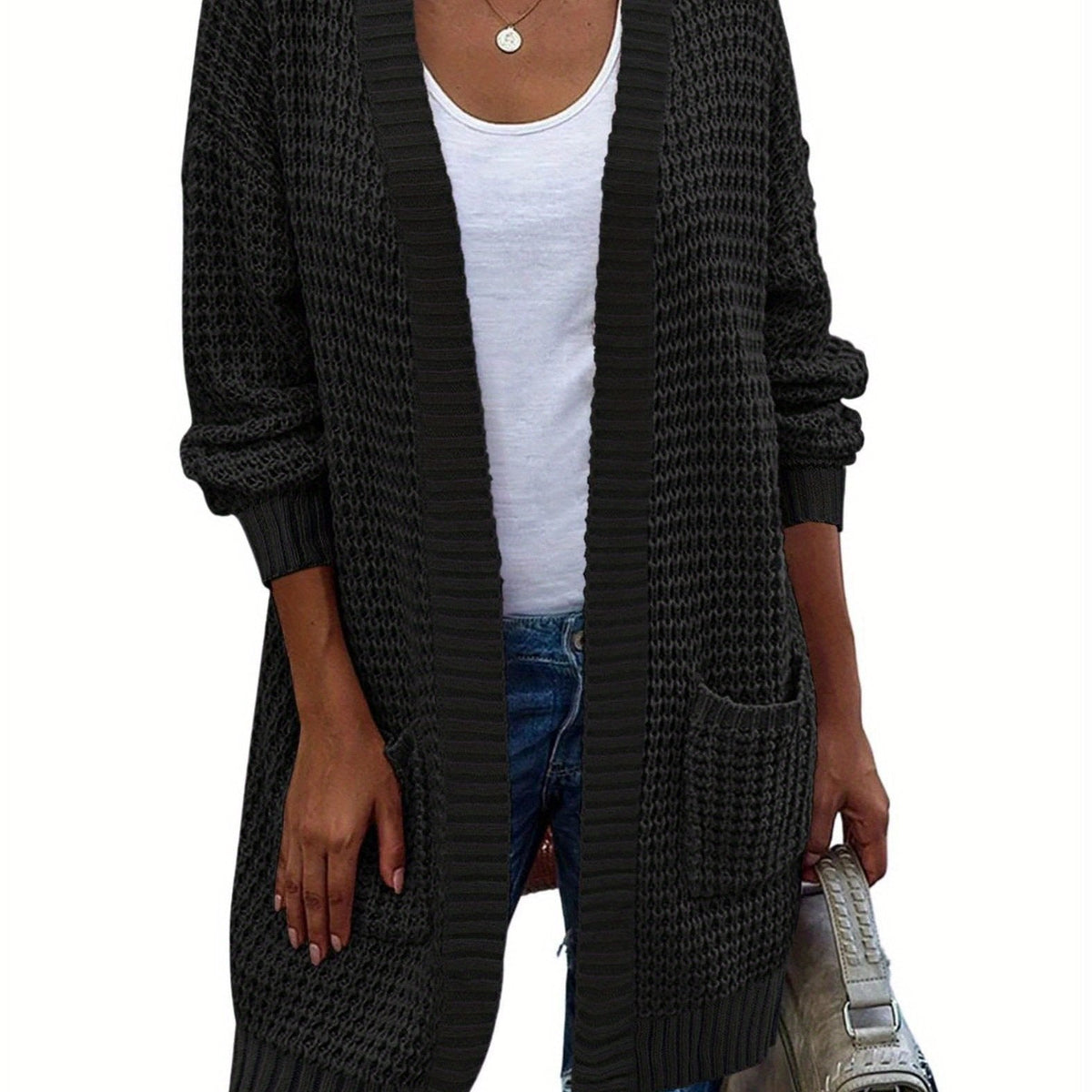 New Season Women's Oversized Lantern Sleeve Open Front Chunky Knit Fall Sweater Cardigan with Cozy Outwear Design