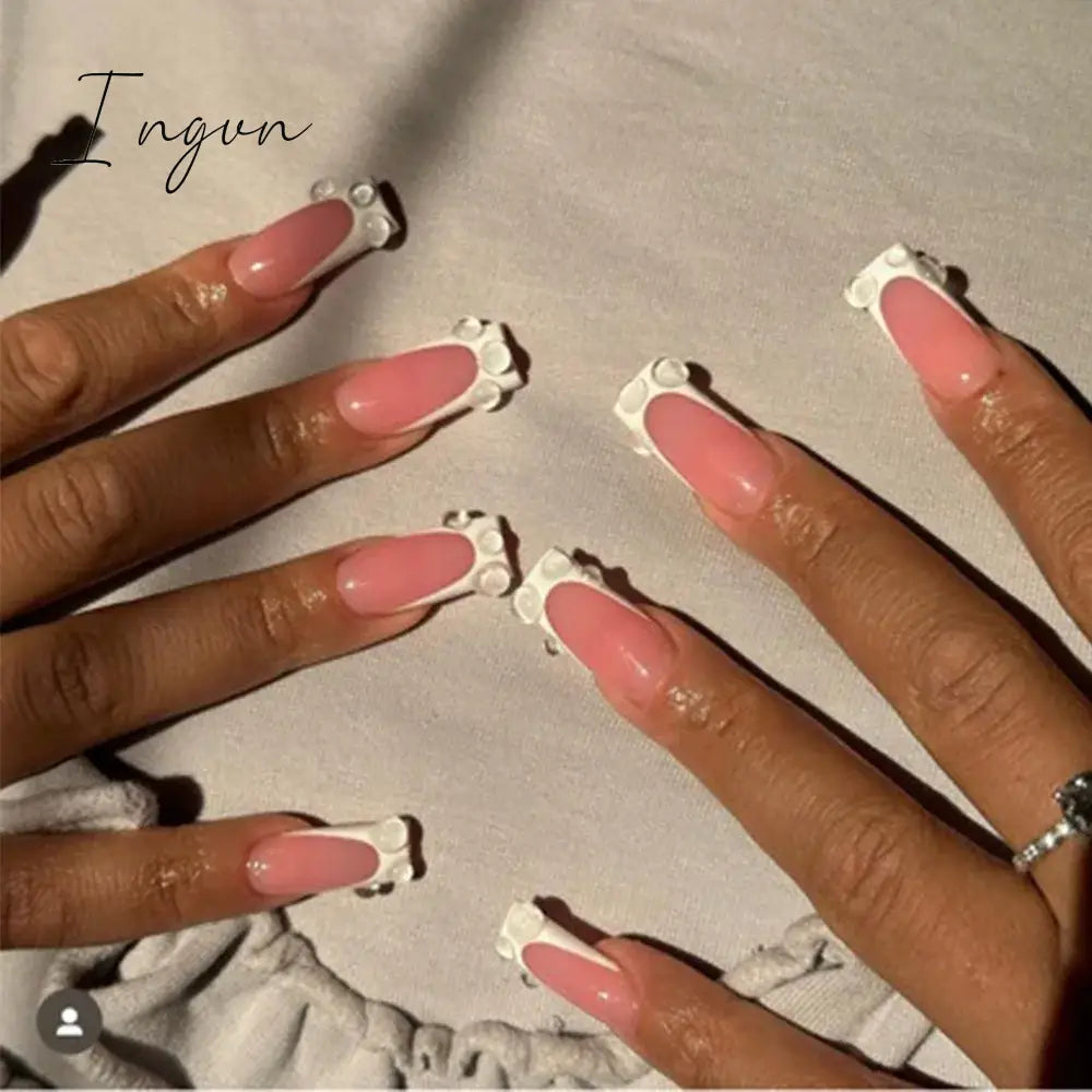 Bow Shaped Nail Art Ballerina False Nails Full Cover Coffin Press on Nails False Nail Detachable Wearable Fake Nails