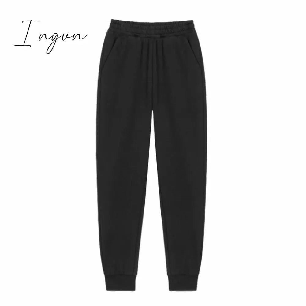 Ingvn - Women Unisex Couple Fleece 100% Cotton Suits 2 Pieces Sets Casual Tracksuit Hoodies Sweatshirt Pants Plus Size