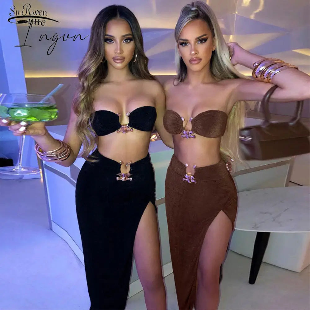 Ingvn - Summer Outfits One Shoulder Hollow Out High Split Sexy Dress Elegant Summer Dress Women Party Club Dresses Female New Black Bodycon Dress