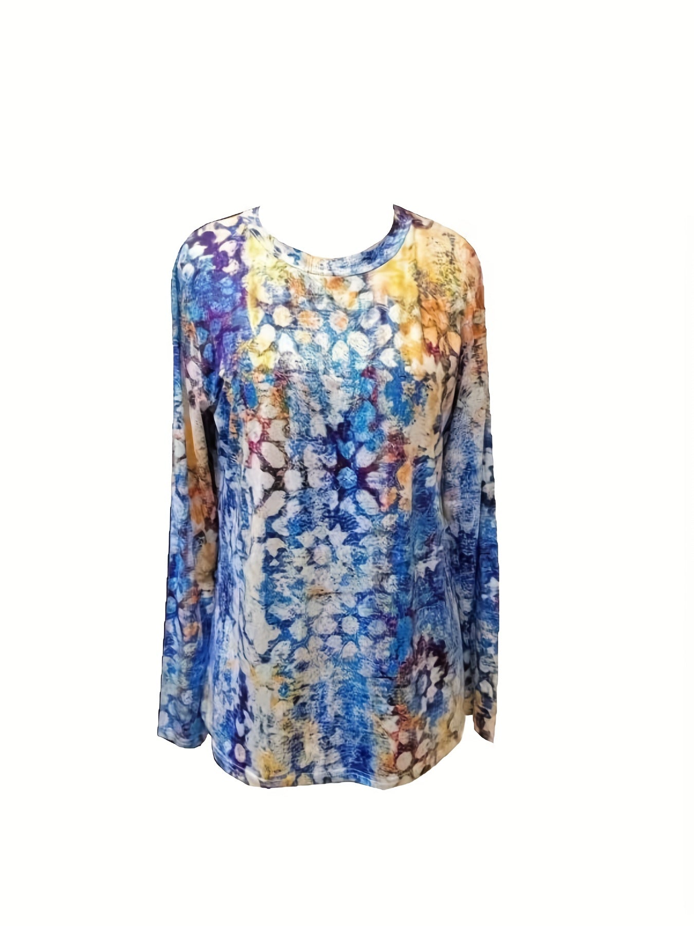 Graphic Print T-shirt, Vintage Crew Neck Long Sleeve T-shirt, Women's Clothing