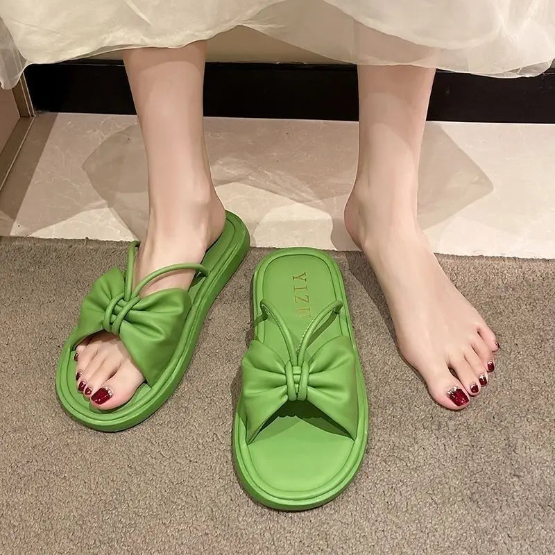 Flat Slides Shoes Summer Rubber Open Toe Home House Green Women's Slippers and Ladies Sandals White I Comfortable Elegan 39