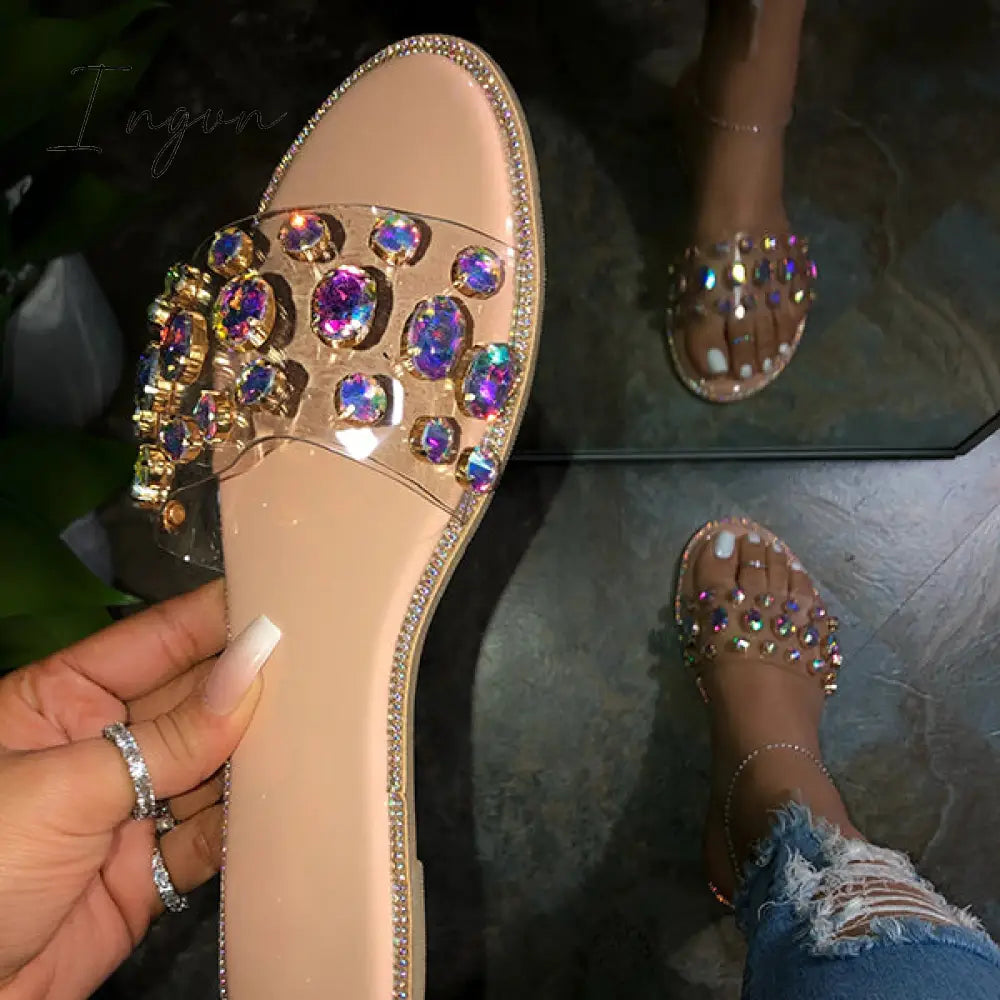 Ingvn - Gem Slip-On Clear Strap Slippers