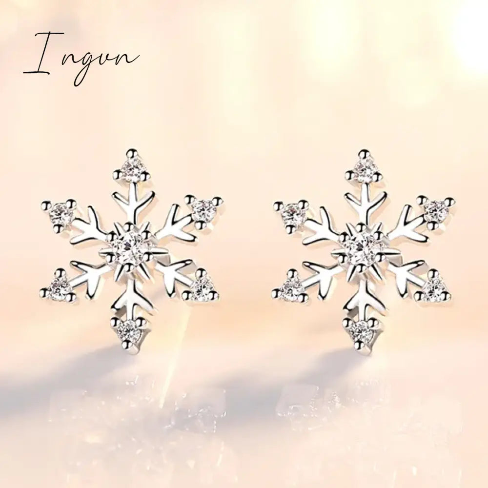 Crystal Zircon Snowflake Stud Earrings For Women Shiny Rhinestone Charm Earring Girls Christmas New Year Birthday Jewelry Gifts
