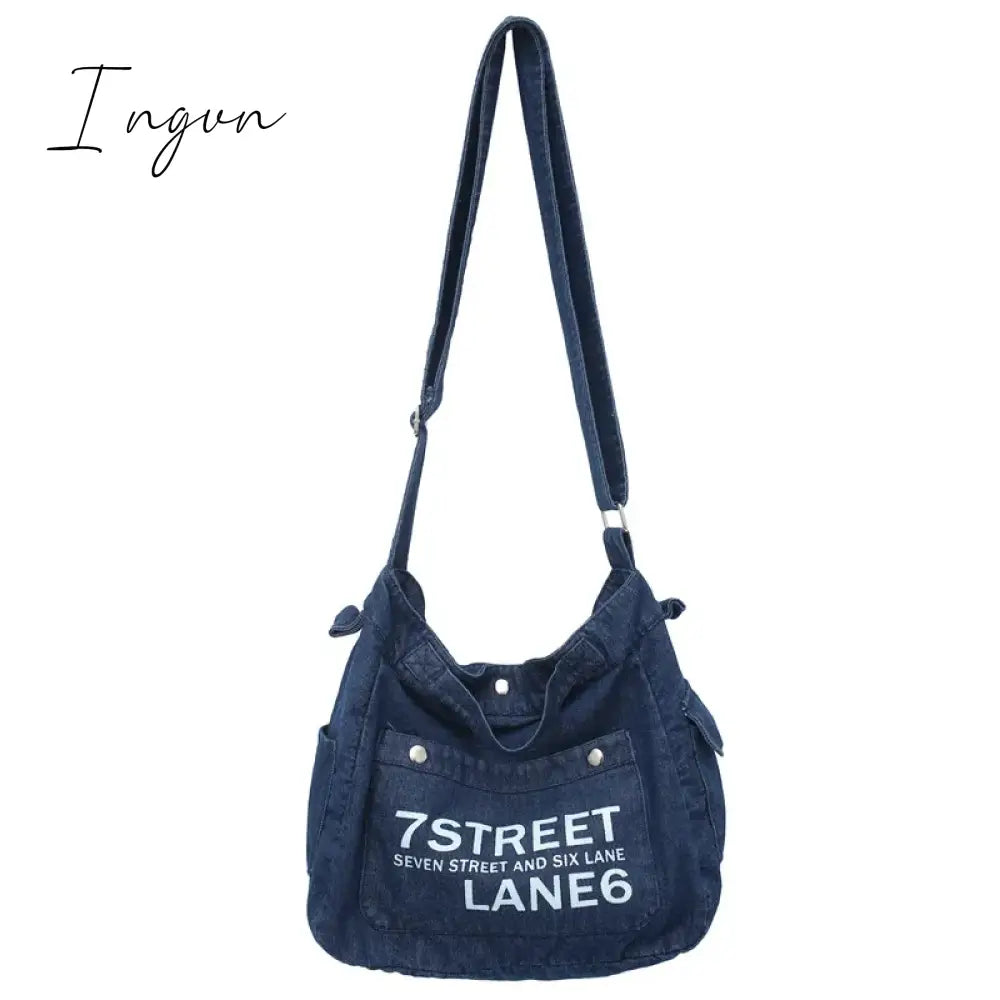 Ingvn - Denim Women's Bag 2024 New Eco Reusable Ladies Handbags Canvas Shopping Travel Shoulder Bags Unisex Jeans Crossbody Bag Shoppers
