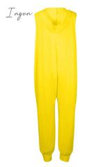 Ingvn - Casual Solid Buckle Hooded Collar Loose Jumpsuits(10 Colors)