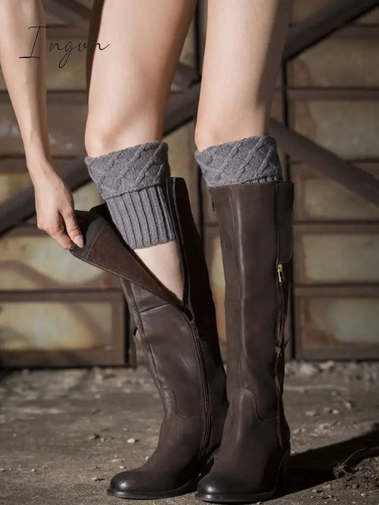 Ingvn - Original Creation Keep Warm Jacquard Solid Color Leg Warmers Accessories