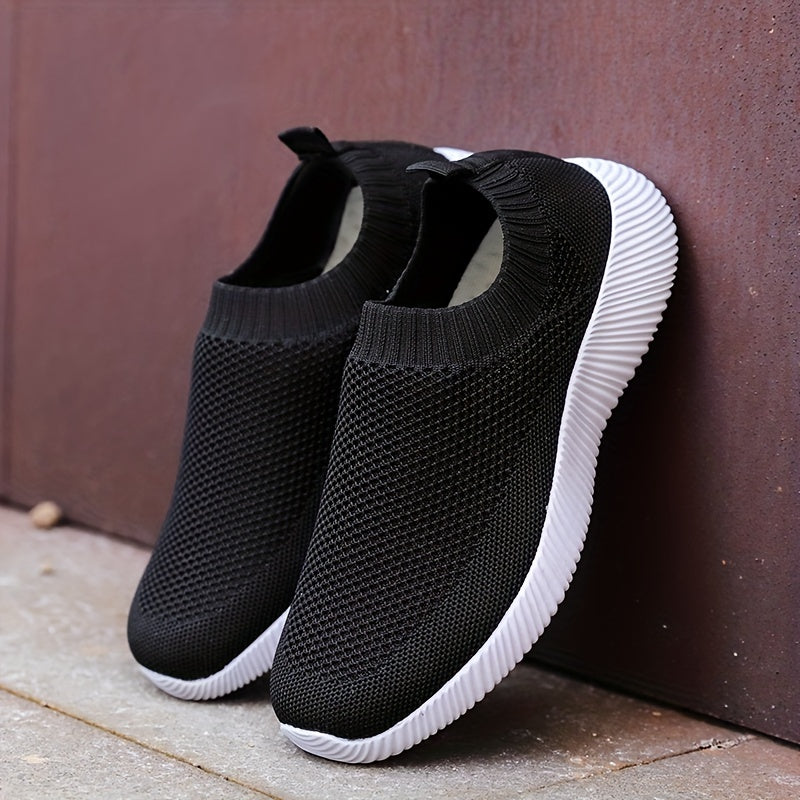 Women's Breathable Mesh Sneakers, Casual Slip On Outdoor Shoes, Lightweight Low Top Shoes plus size