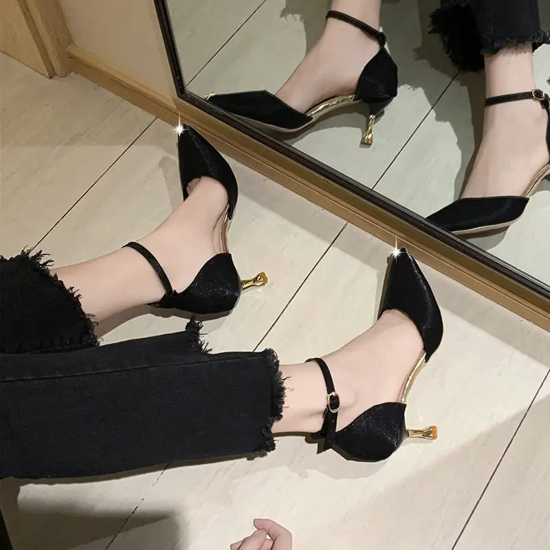 Ingvn  Sandals for Women Blue Ladies Shoes Stiletto Summer  Party Weddings Footwear Pointed Toe Closed Thin Heels on Offer H Luxury