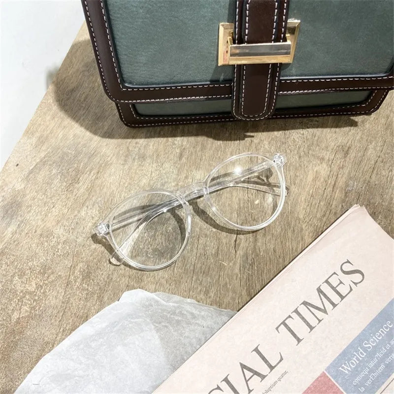 INGVN  Korean Literary Anti-blue Glasses Frame Women Fashion Glasses Men Contrasting Cute Decorative Glasses
