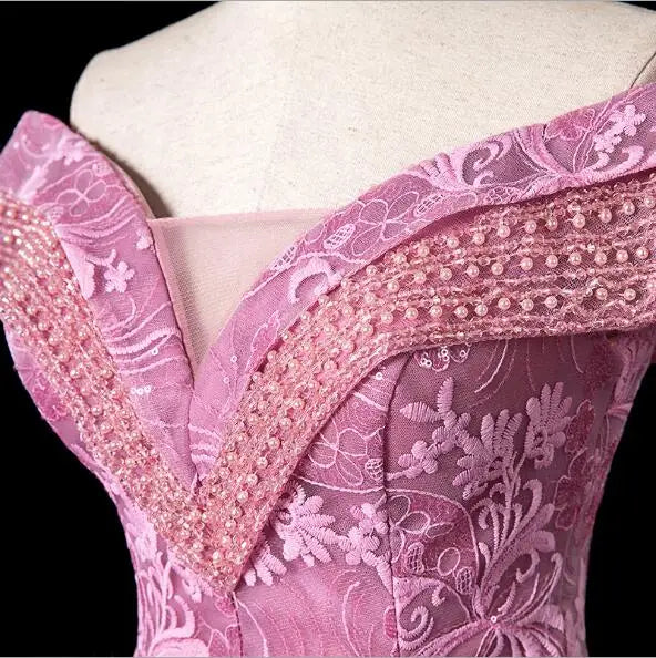 Dresses Elegant Party Prom Dress Off The Shoulder Ball Gown Vintage Lace Vestidos Gown Custom