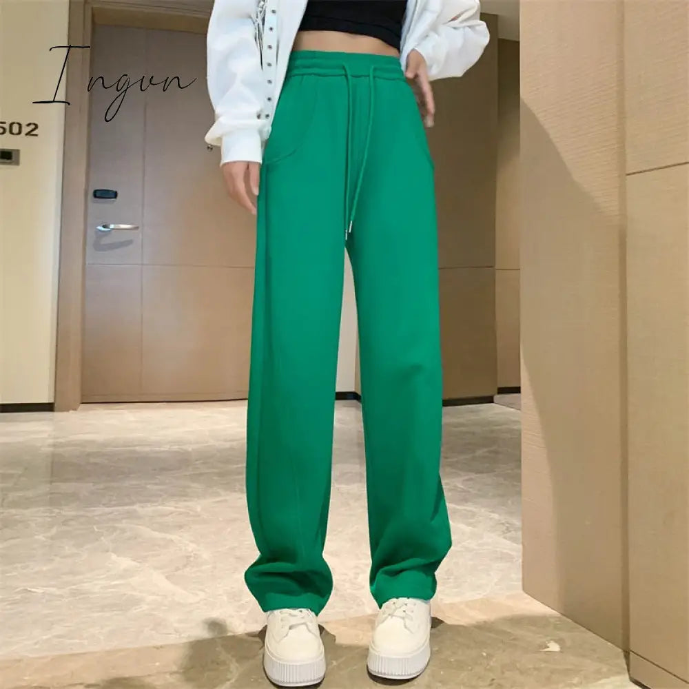 Ingvn - Sweatpants Women 2023 New Streetwear Pants High Waist Loose Trousers Casual Straight Sport Wide Leg Baggy Pants Joggers
