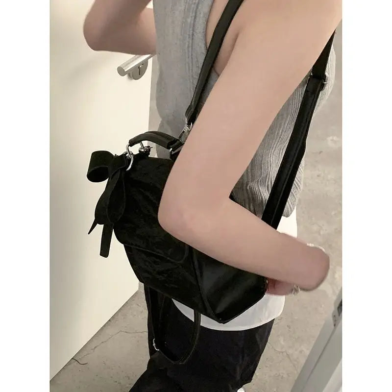Ingvn  Bow Womens Backpack Sweet College Style Fashion Small Square Backpacks Casual Cute Literary All-match Aesthetic Female Bag