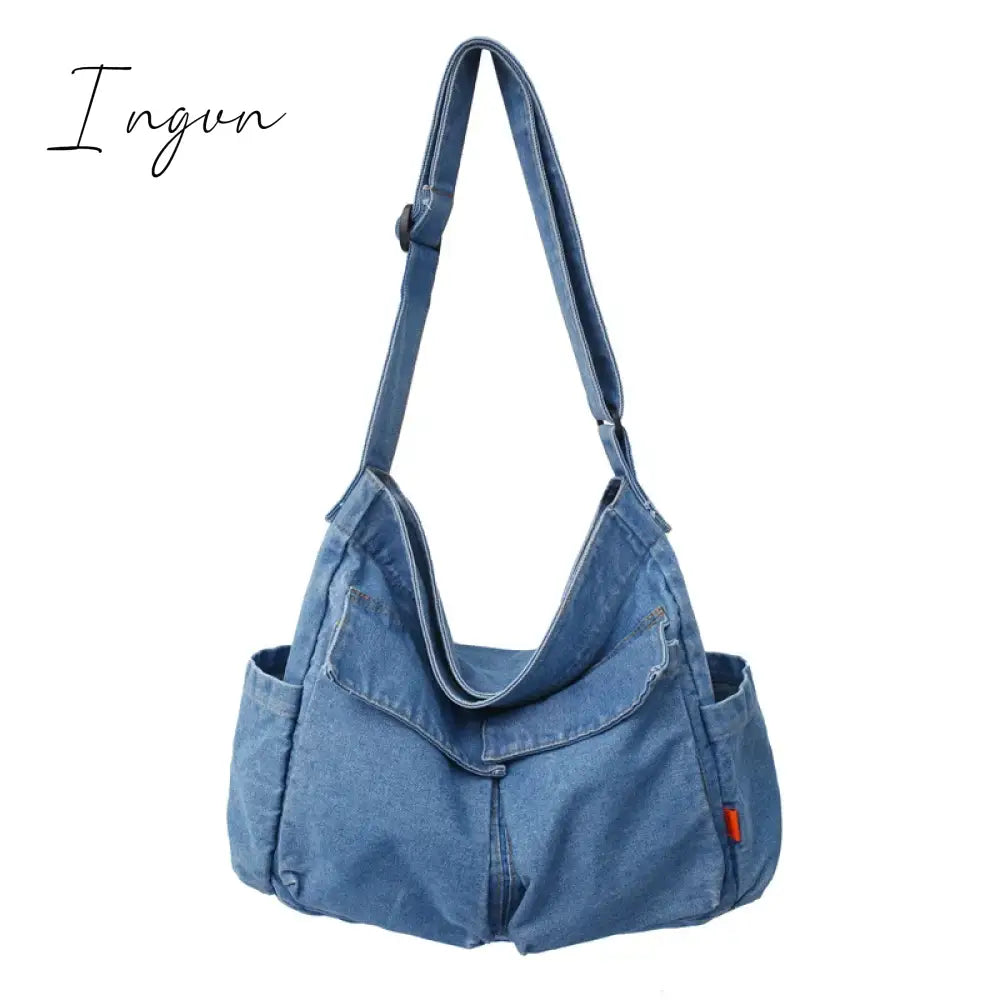 Ingvn - Denim Women's Bag 2024 New Eco Reusable Ladies Handbags Canvas Shopping Travel Shoulder Bags Unisex Jeans Crossbody Bag Shoppers