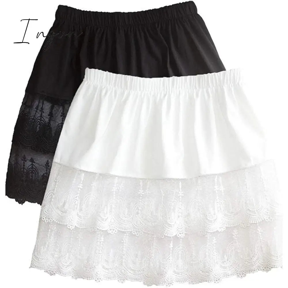 Ingvn - Spring Outfits New Style Womens Fake Shirts Hem Underskirts Elastic High Waist Split Half Slips Skirts Hoodies Sweaters Extender Hemline