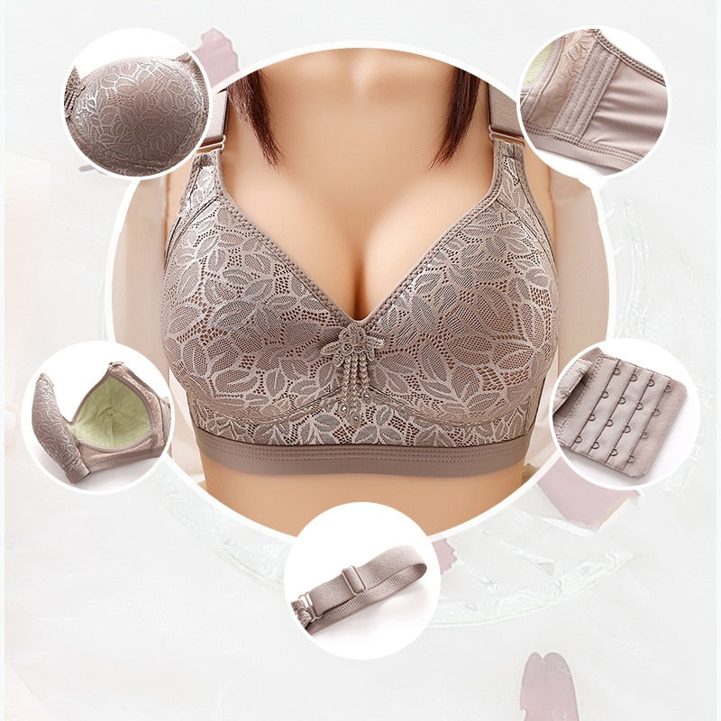 Plus Size Ladies Bra Thin No Steel Ring Comfortable Breathable Bra Adjustable Underwear Push Up Sexy Women Lingerie Bra BC Cup