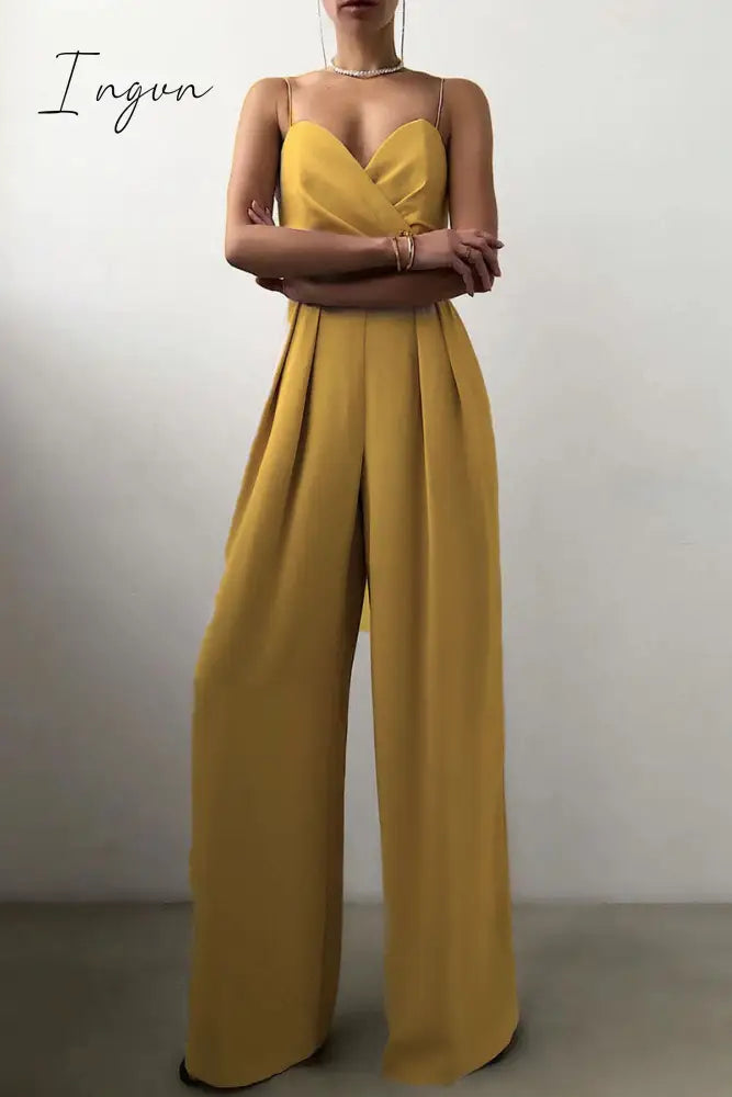Ingvn - Fashion Casual Solid Patchwork V Neck Loose Jumpsuits(6 Colors)